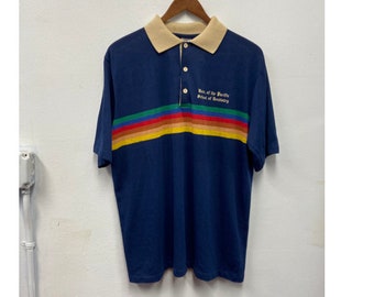 70s/80s Rainbow Stripe Polo - Collegiate Pacific