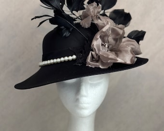 Black fascinator and hats cocktail hats ascot derby Melbourne cup headpiece hat