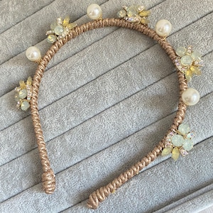 Gold Crown with gold embellishment,crown fascinate ,sierra headband, wedding luxury headband