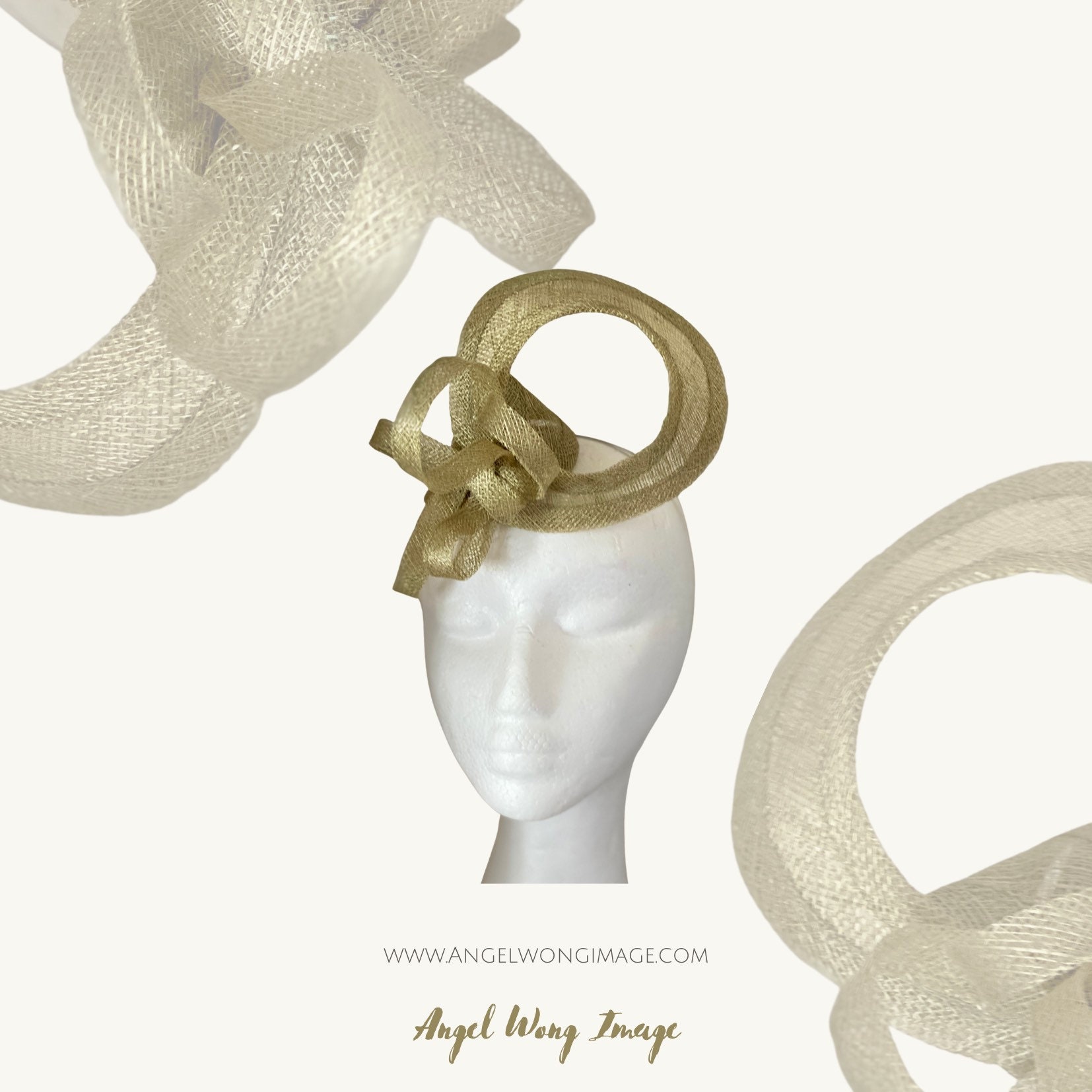 Khaki Fascinator Sinimay Hat Wedding 