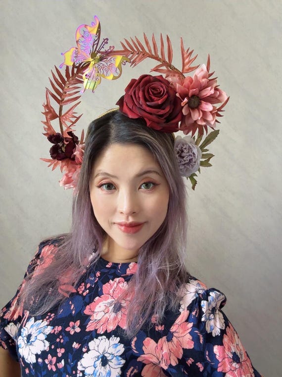 Handmade Fascinator Navy Blue and Cream Ivory Sinamay Loop Feather Pearl Clip  main image 4
