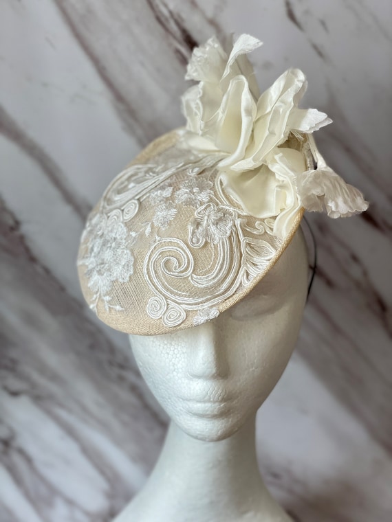 Elegant Cream Fascinator Fascinator Tea Party Hat Magnolia | Masquerade Store main image 2