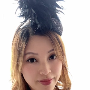 Black Fascinator, Black Headpiece, Wedding Hat, Party Headpiece, Racing hats, Feathers Headpiece, Cocktail Hat
