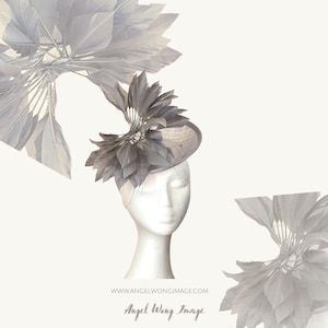 Grey fascinator. Grey Hat. Grey headband Cocktail hat. Royal Ascot Hats. Melbourne Cup Hat. Cocktail Hat. Sinimay Hat.