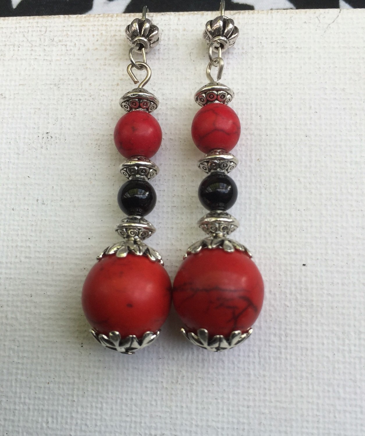 Red Gemstone Earrings Etsy