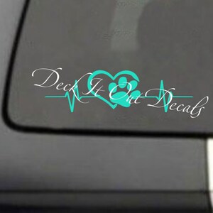 Imprimé coeur et chien avec battement de coeur vinyle voiture/wall decal... E00257