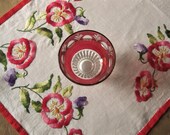 Unused Vintage Hand Embroidered Runner Linen FrenchTablecloth, Gift, Housewarming, Brocante, Art, Craft, Cottage Style