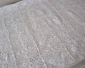 A Small Tablecloth, Dolls Eiderdown, Mat Hand White Crochet Runner, French Net Tablecloth, Gift, Housewarming, Christmas