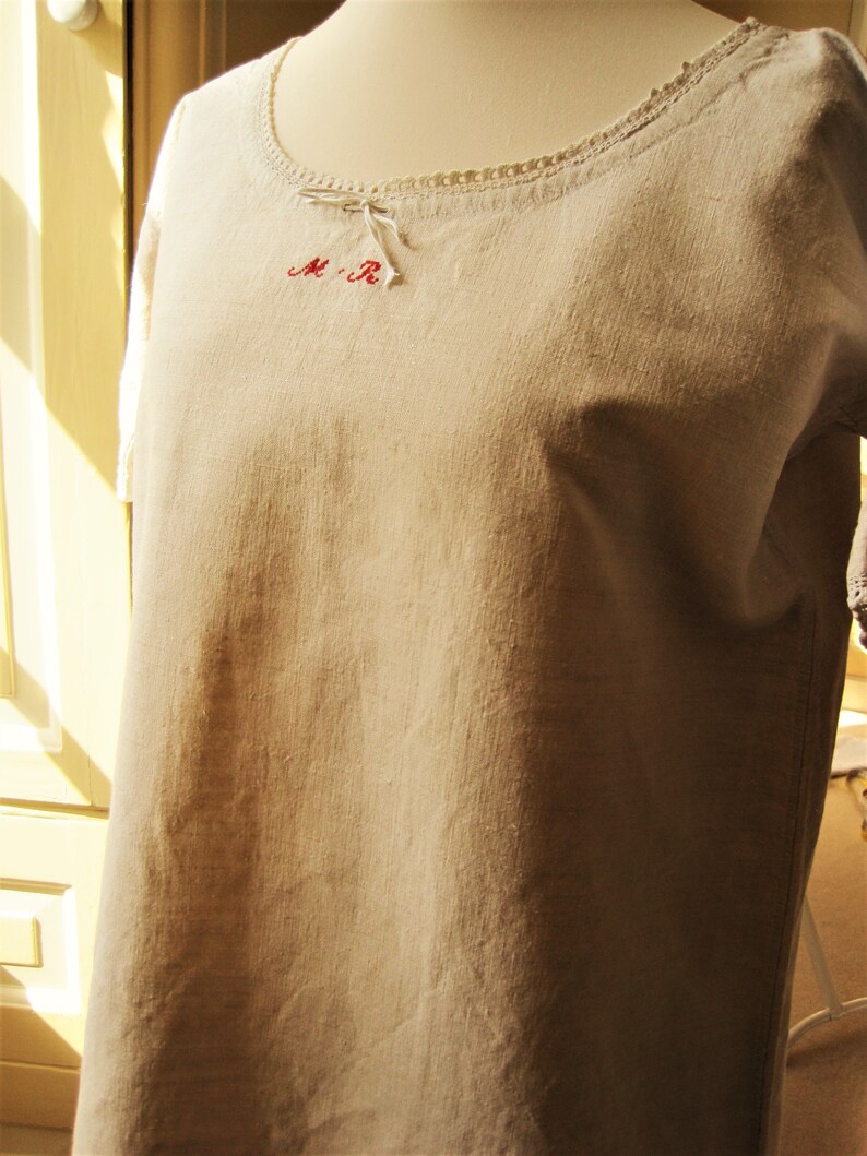 Nightgown Brocante Art Traditional Country Shift Romantic Nightshirt No 2 Pure Organic Hemp Antique French Smock Chemise