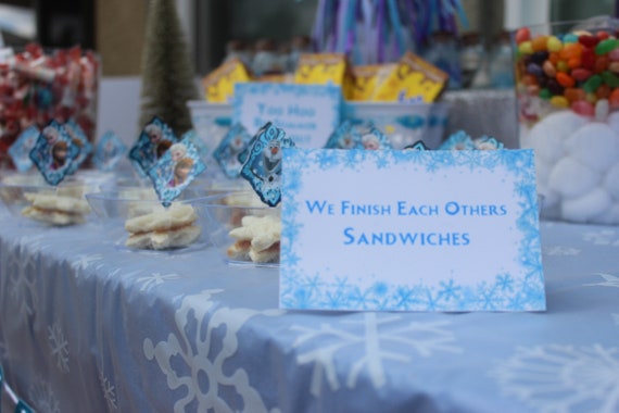 Frozen Birthday Dessert Table Labels Dessert Names Snowflake Etsy