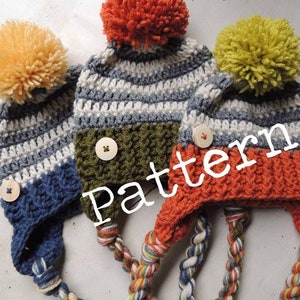 Crochet Hat PATTERN, 1-3 year size, Boy Hats, Stocking Hats, Boy Stocking hats, Boy Ski Hat, Winter hats, Luv Beanies, PDF