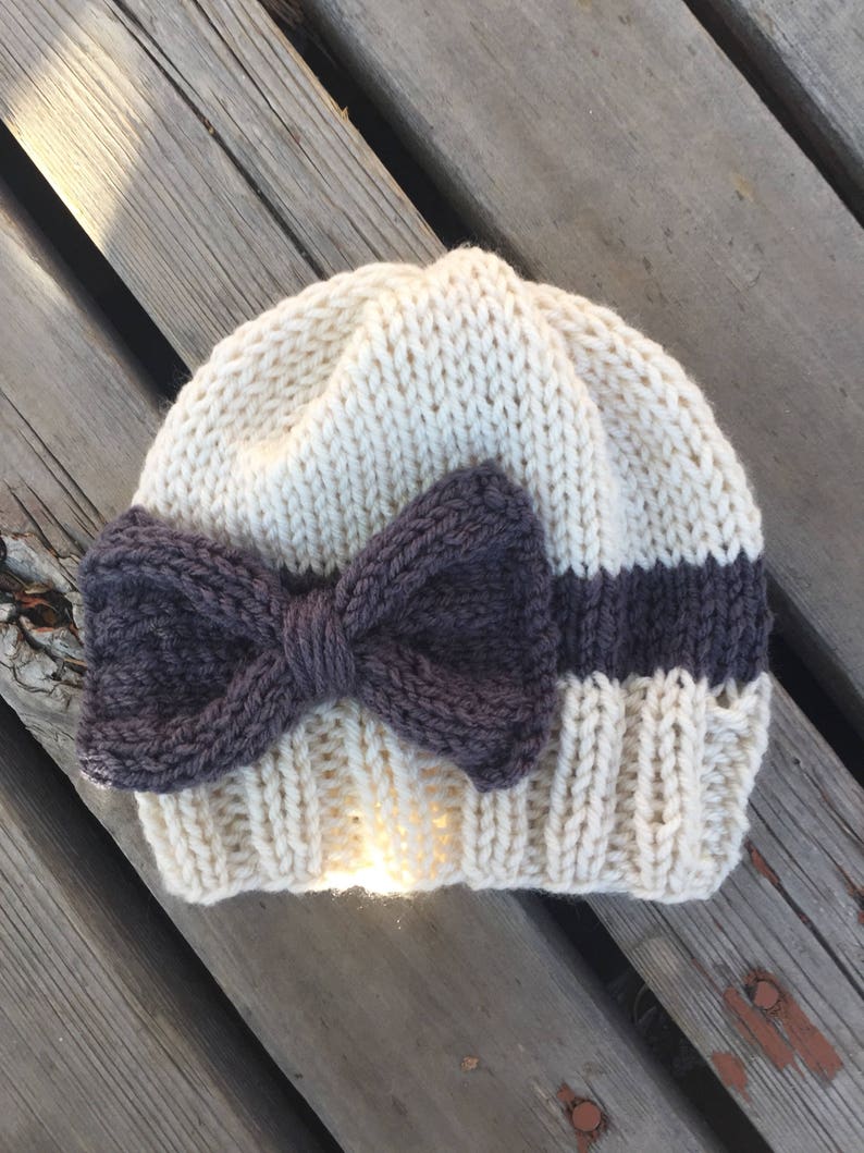 Knit Beanie With Bow Luv Beanies Knit Baby Hats Knit Hats Etsy
