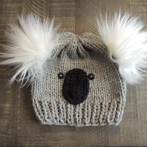 Knit Koala Beanie, Koala Hats, Koala Bear Beanie, Baby Koala Hat, Animal Hats, Children Hats, Baby Hats, Luv Beanies, Knit Hats, Photo Props