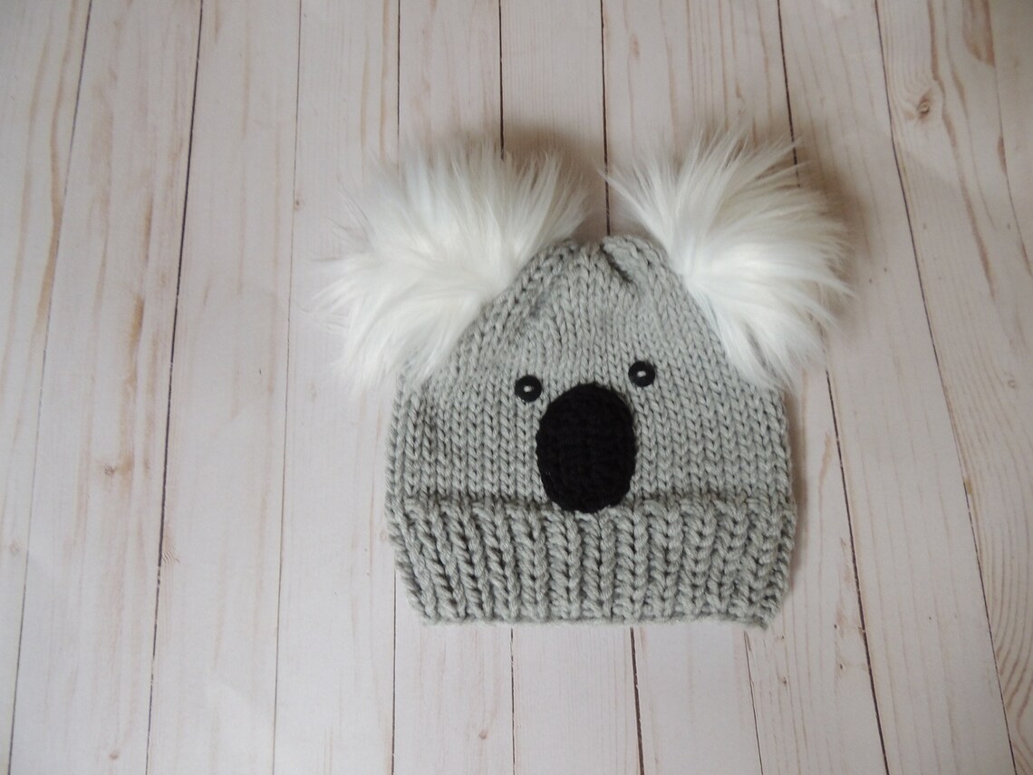 Knit Koala Beanie Koala Hats Koala Bear Beanie Baby Koala Etsy