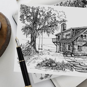 Pen and Ink Custom House Portrait | Hand Drawn House Sketch | My Home ...