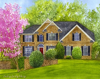 Watercolor house portrait Home drawings Custom house painting Painting of home Painting of my house