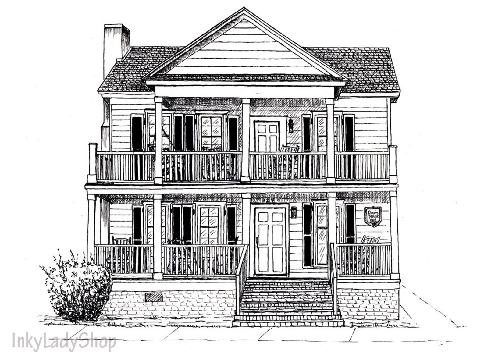Custom House Portrait Drawing - Hand-drawn Pen and Ink House Sketch - Etsy