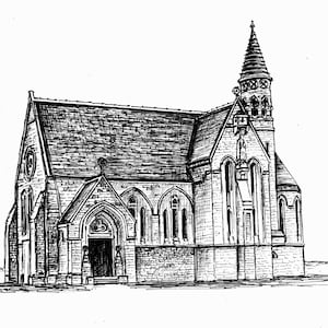 Personalized Wedding Church Sketch | Hand-Drawn Digital Portrait | Custom Wedding Venue Illustration