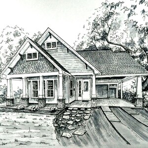 Pen and Ink Custom House Portrait | Hand Drawn House Sketch | My Home ...