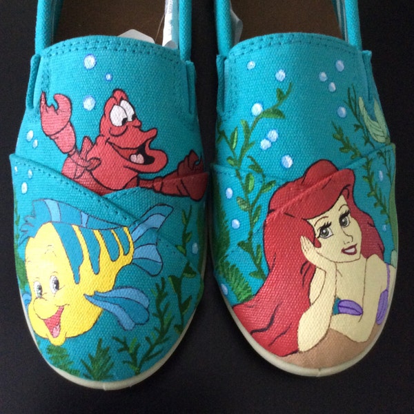 Mermaid Custom Designed Canvas Shoes, Birthday Gifts, Hand Painted Shoes