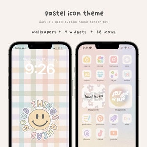 Pastel App Icon Theme: Rainbow Home Screen (Digital Download)