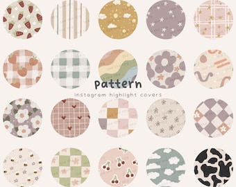 Pastel Instagram Story Highlights, Danish Pastel IG Icons, Pattern Print Aesthetic Highlight Stories Cover Social Media Icon For Instagram