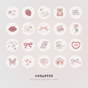 Coquette Instagram Story Highlights, Pink IG Icons, Bow Aesthetic Highlight Stories Cover Social Media Icon For Instagram