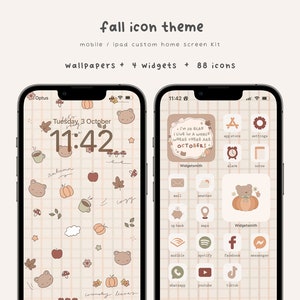 Fall Icon Theme, Hand Drawn App Icons, Cozy Home Screen Set, App Icons, Widget, Wallpapers, Autumn