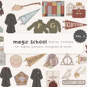 Magic Wizard School Digital Stickers, HP Digital Planner Stickers - Volume 2