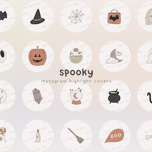 Faits saillants de l'histoire Instagram d'Halloween, icônes IG effrayantes, histoires de faits saillants d'automne couvrent l'icône des médias sociaux pour Instagram