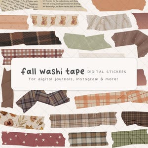 Herbst Digital Washi Tape Stickers: Transparent PNG (20 Stück)