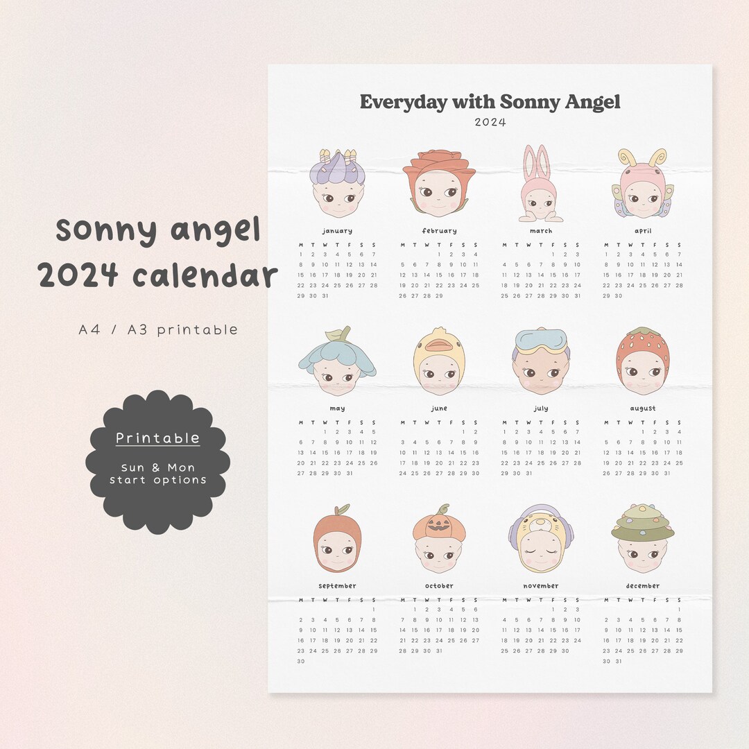 Sonny Angel 2024 Calendar 2024 Yearly Calendar Printable 2024 Wall