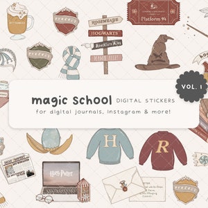 Magic Wizard School Digital Stickers, HP Digital Planner Stickers - Volume 1