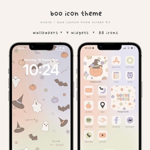 Boo Icon Theme | Handgezeichnete App Icons | Startbildschirm Set | App Icons | Widget | Tapeten | Halloween