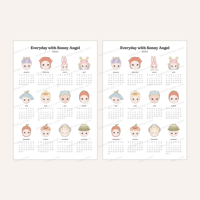 Sonny Angel 2024 Calendar 2024 Yearly Calendar Printable 2024 Wall