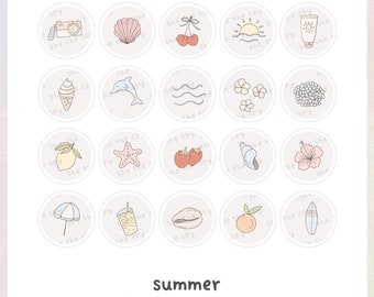 Summer Instagram Highlight Covers: Fruit & Pastel Icons (Digital Download)