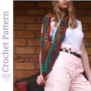 Funhouse Cowl - Textured crochet circle scarf pattern using various stitches for interest. Uses chunky yarn for quick results. Intermediate