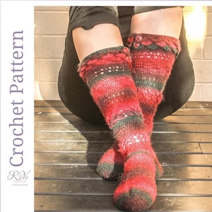 Crochet Knee-High Socks Pattern: Crocodile Stitch Leg Warmers (PDF Download)
