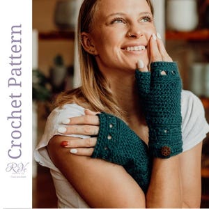 Crochet Mitts Pattern: Textured Button Fingerless Gloves (PDF Pattern)