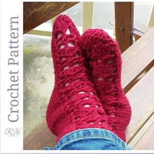 Crochet Ankle Sock Pattern: Lace Top Tube Socks (PDF Download)