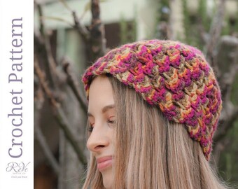 Lacy Beanie Crochet Pattern in Chunky yarn. Feminine and pretty, with scallops framing the face. Beginner Friendly