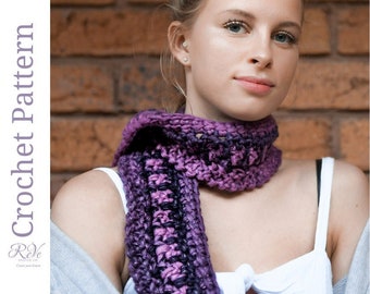 Funhouse Scarf is a textured crochet straight scarf pattern that uses various fun stitches. Quick chunky neck warmer with optional fringe.