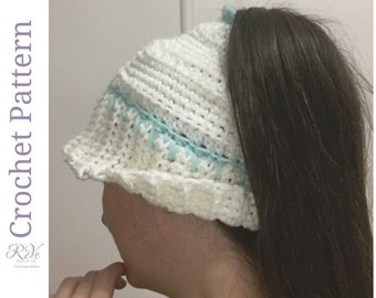 Crochet Ponytail or Messy Bun Hair Hat Pattern. DIY beanie with ribbed cuff & adjustable sizing. Textured and chunky - a great gift!