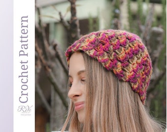 Lacy Beanie Crochet Pattern in Chunky yarn. Feminine and pretty, with scallops framing the face. Beginner Friendly