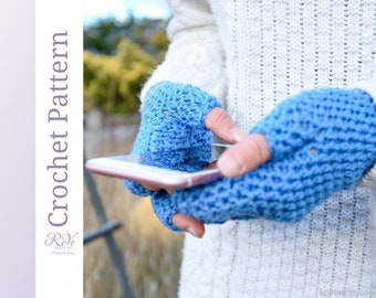 Fingertip Glove Crochet Pattern for Women includes DK and Fingering Weight versions. DIY gloves for Mum, Daughter, Auntie or Friend