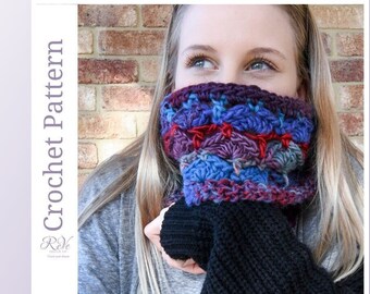 Crochet cowl pattern, crochet scarf for women, fan stitch scarf, neck warmer crochet pattern, crochet circle scarf, ladies accessories