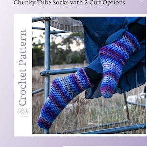 Crochet Sock Pattern, Ankle Socks, House socks pattern, crochet pattern for socks, socks with cuff, crochet tube socks, Comfy Cuff Socks