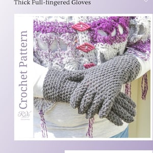 Crochet Glove Pattern Fingered Glove Crochet Pattern Crochet Gloves Full Fingers Crochet Pattern image 1