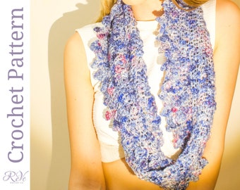 Lace-look Scarf Crochet Pattern, Crochet Cowl Pattern, Beginners Crochet Pattern, infinity, chunky, picot, easy, DIY, gifts to make