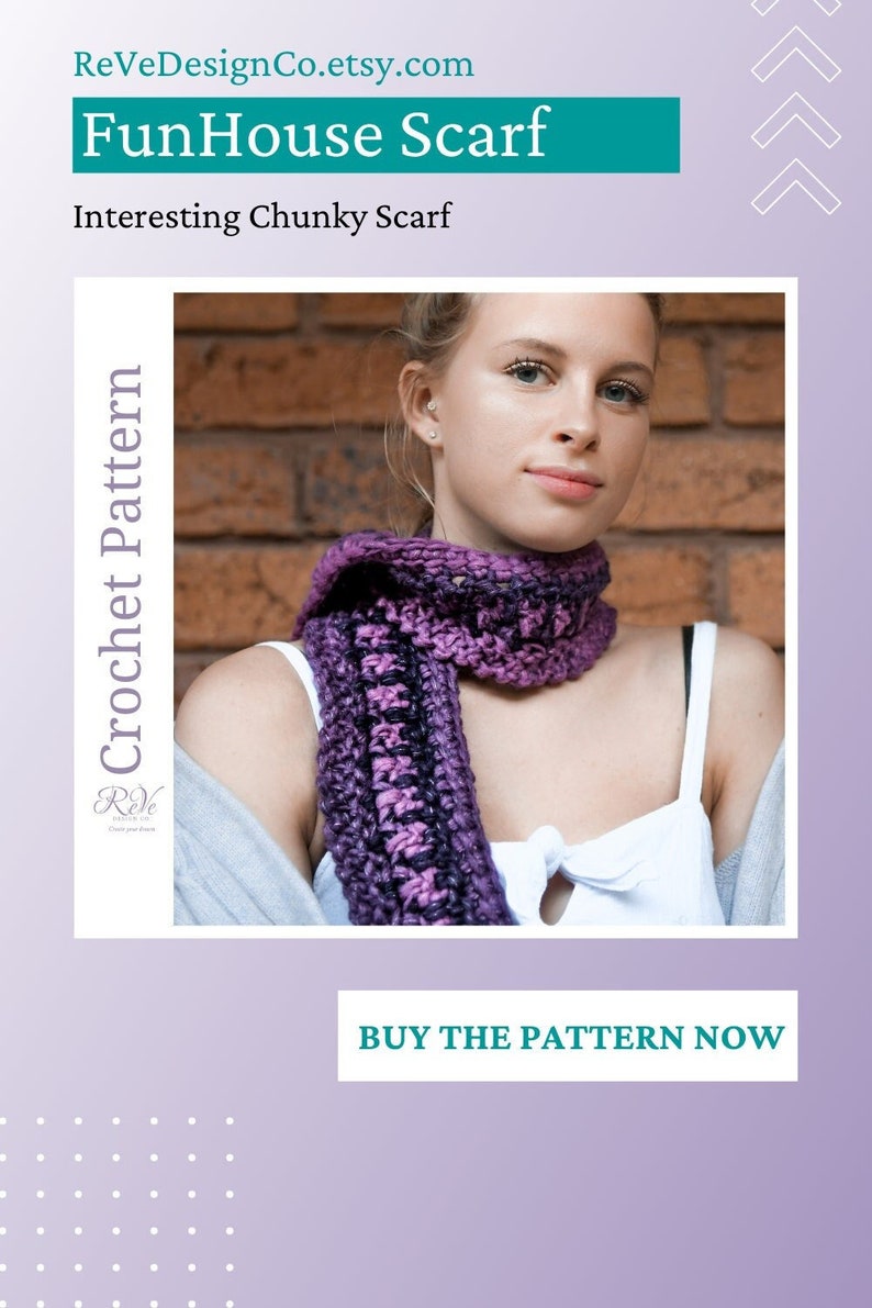 Funhouse Scarf Crochet Pattern: Chunky Textured Neck Warmer (digital ...